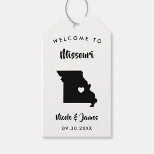 Missouri bruiloft welkomsttas Labels, kaart Cadeaulabel