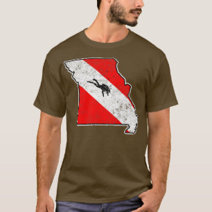 Missouri Duikvlag Duiken State Kaart Duiken Fla T-shirt