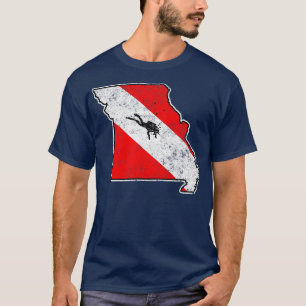 Missouri Duikvlag Duiken State Kaart Duiken Fla T-shirt