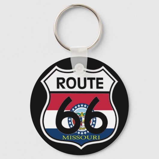 Missouri Flag Route 66 Shield Sleutelhanger (Voorkant)