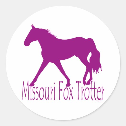 Missouri Fox Trotter Paard Silhouet Paarse Ronde Sticker (Voorkant)