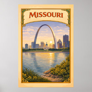 Missouri Gateway Arch Retro Poster