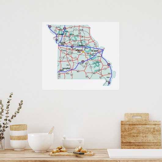 Missouri Interstate Map Print (Keuken)