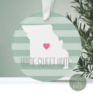 Missouri Map Home State Love met Custom Heart Ornament