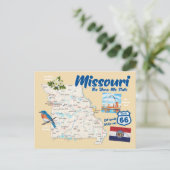 Missouri MO Show Me State Map Route 66 Briefkaart (Staand voorkant)