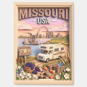 Missouri Road Trip Gateway Arch Getextureerde Silh Magneet