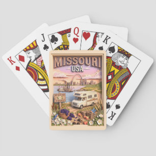 Missouri Roadtrip Gateway Arch Getextureerde Silho Pokerkaarten