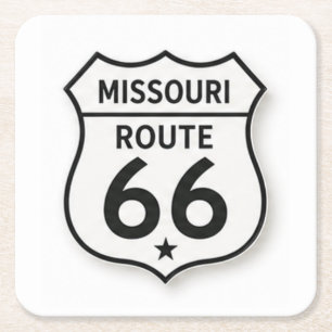 Missouri Route 66 Retro Witte Schildhouder Vierkante Kartonnen Onderzetter