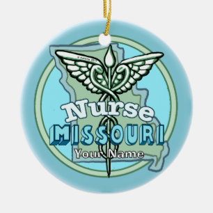Missouri Verpleegster Caduceus Keramisch Ornament