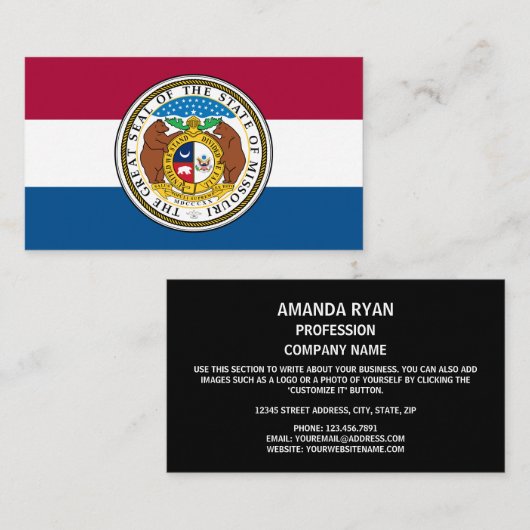 Missouri vlag & embleem, vlag van Missouri Visitekaartje (Voorkant / Achterkant)