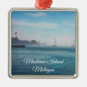 Mist bij Mackinac Harbor Metalen Ornament