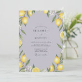 Mist Gele Citroen Eucalyptus Bruiloft Kaart (Staand voorkant)