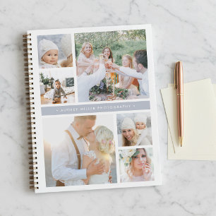 Mist Grijze Streep Gepersonaliseerde Fotocollage Notitieboek