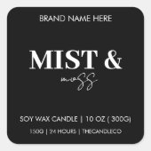 Mist & Moss Custom Candle Label Black White  (Voorkant)
