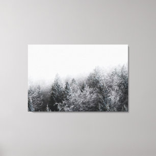 Mist over bevroren bos canvas afdruk
