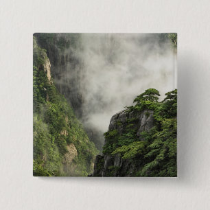 Mist tussen de toppen en valleien van Grand Canyon Vierkante Button 5,1 Cm