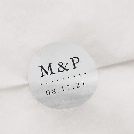 Mist Wedding Monogram Ronde Sticker