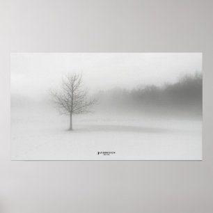 Mistachtig winterlandschap Poster monochroom