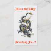 MistaSCARY Dragon Tiger Breathing Fire Card Custom Visitekaartje (Achterkant)