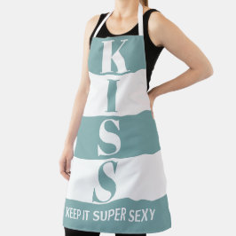 mistblauw en wit houden het Super Sexy KISS Schort