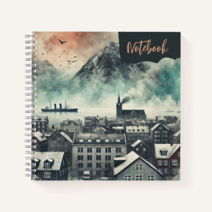 Mistbound Heights - Waterverf Mountain Cityscape Notitieboek