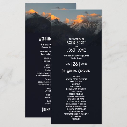 Mistic Mountain Dark Wedding Programme (Devant / Derrière)