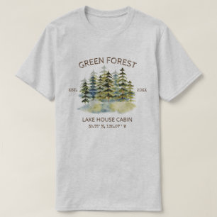 mistig groen bos Waterverf Cabin Lodge T-shirt