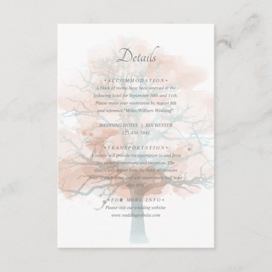 Mistige boomdetails informatiekaartje (Voorkant)