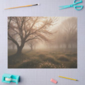 Mistige boomgaard in het voorjaar tissuepapier (Craft)