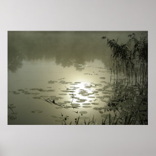 Mistige dag boven het meer poster