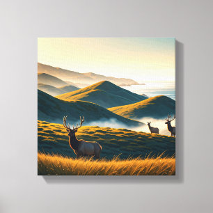 Mistige Point Reyes National Seashore Elk Canvas Afdruk