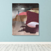 Mistige vuurtoren canvas afdruk (Insitu (Houten vloer))