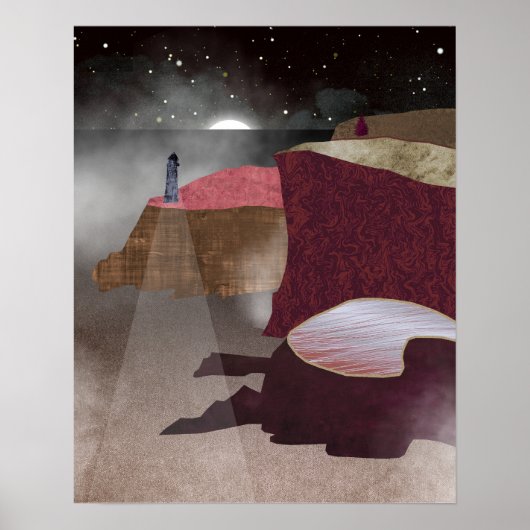 Mistige vuurtoren poster (Voorkant)