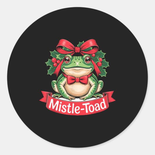 Mistle-toad Funny Christmas Toad Pun  Ronde Sticker (Voorkant)