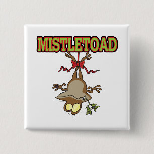Mistletoad Mistletoe Toad Cartoon Vierkante Button 5,1 Cm
