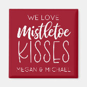 Mistletoe Baisers Typographie Rouge Magnet de Noël (Devant)