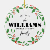 Mistletoe Berry Wreath Monogram Ornament (Achterkant)