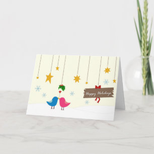 Mistletoe Birdies Christmas Kaart