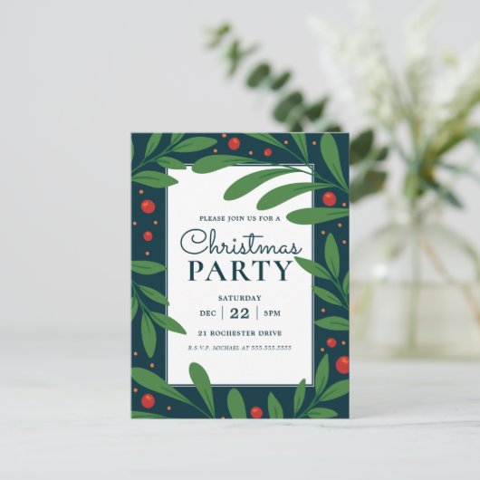 Mistletoe bleu | Invitation de fête de vacances (Debout devant)