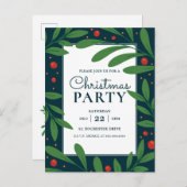 Mistletoe bleu | Invitation de fête de vacances (Devant / Derrière)