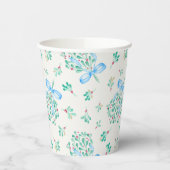 Mistletoe Blue Bow Baby shower Cups Papieren Bekers (Links)