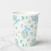 Mistletoe Blue Bow Baby shower Cups Papieren Bekers (Rechts)