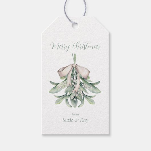 Mistletoe Boeket Kerst Cadeaulabel (Voorkant)