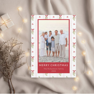Mistletoe Boog Grandmillennial Foto Kerstkaart Kaart