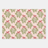 Mistletoe cadeau wrap 3 pack inpakpapier vel (Voorkant 2)