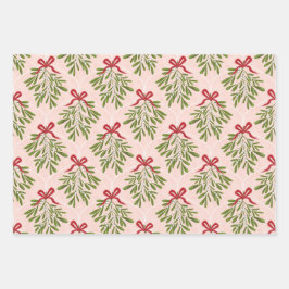 Mistletoe cadeau wrap 3 pack inpakpapier vel