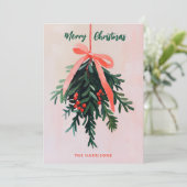 Mistletoe Christmas Kaart Minimal Modern Painting (Staand voorkant)