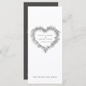 Mistletoe coeur gris foncé blanc mariage menus (Devant / Derrière)