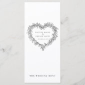 Mistletoe coeur gris foncé blanc mariage menus (Devant)