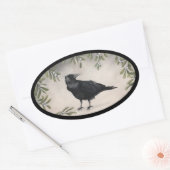 Mistletoe Crow Ovale Sticker (Envelop)